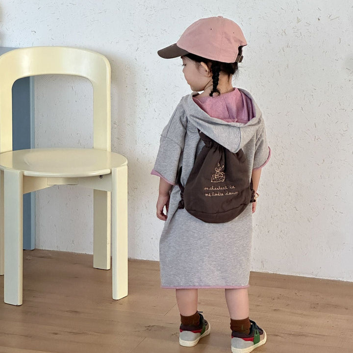 【80-150】ハーフボタンフーディーワンピース