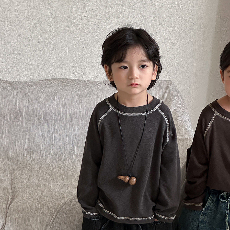 【80-140】ラインデザイン長袖カットソー