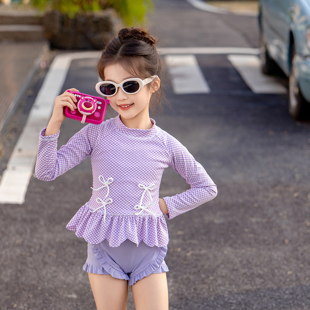 【90-140】フリル＆リボンデザインセパレートスイムウェア