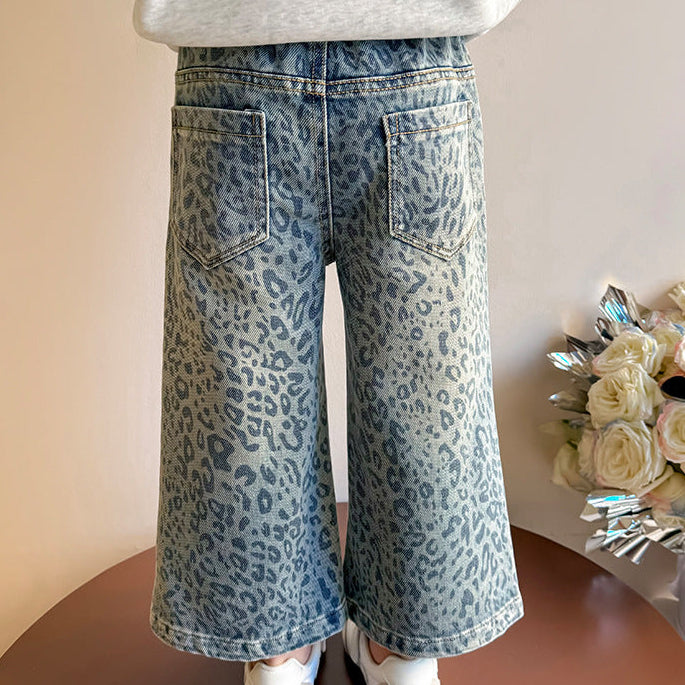 【80-140】レオパード柄デニムパンツ