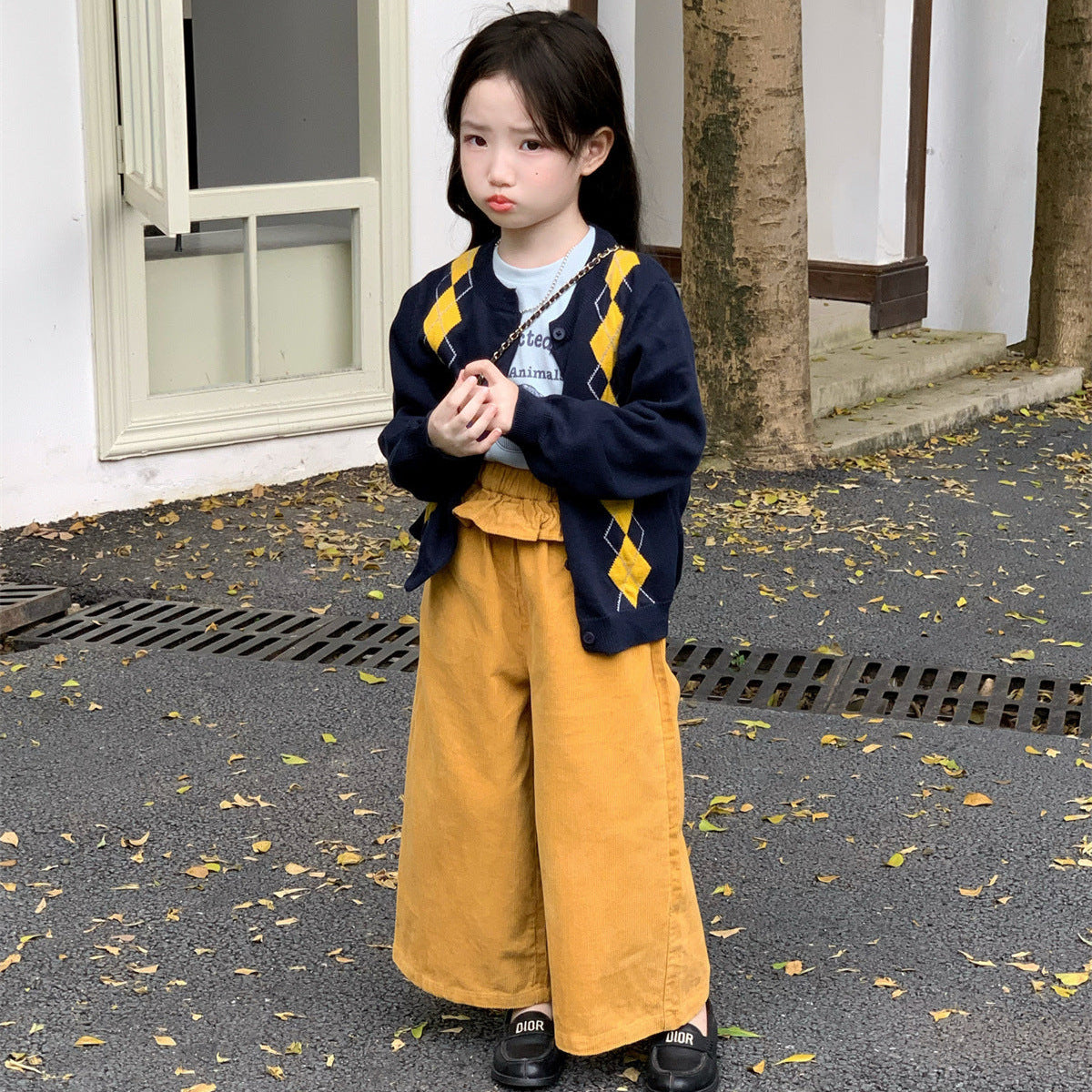 90-150】アーガイル柄カーディガン｜ELMO-こども服エルモ