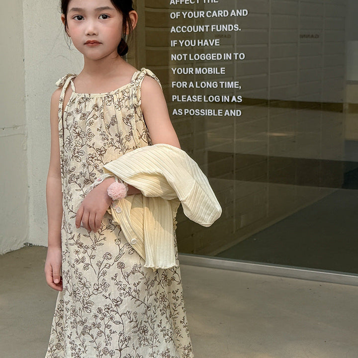 【100-150】ボタニカル柄キャミソールワンピース