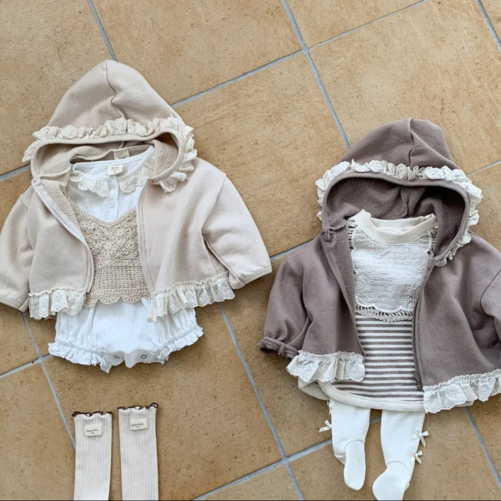 【73-100】レースデザインフルジップパーカー