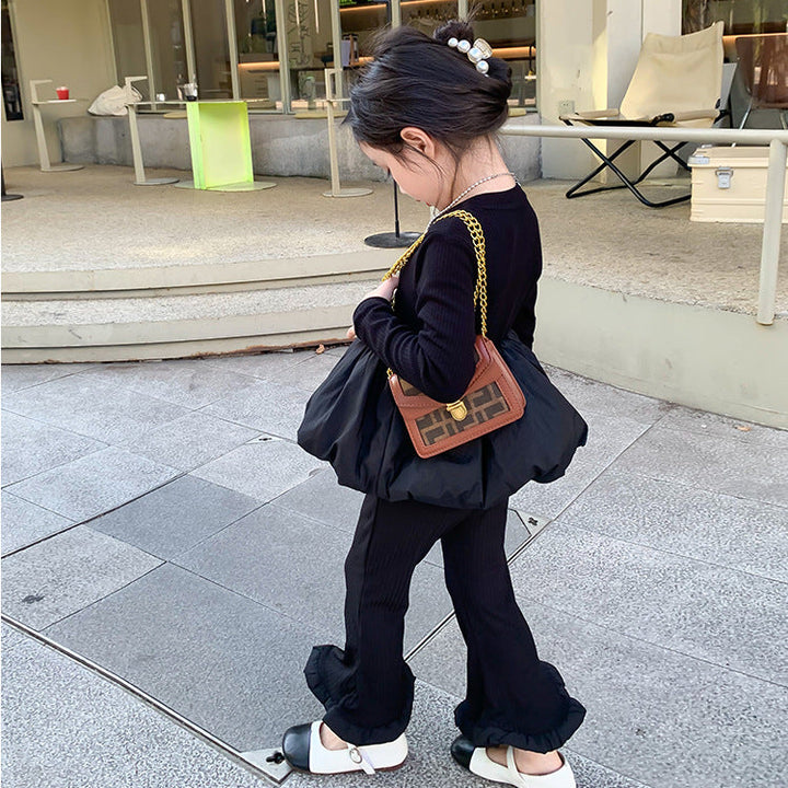 【90-140】バルーンヘムトップス×フリルヘムパンツセット