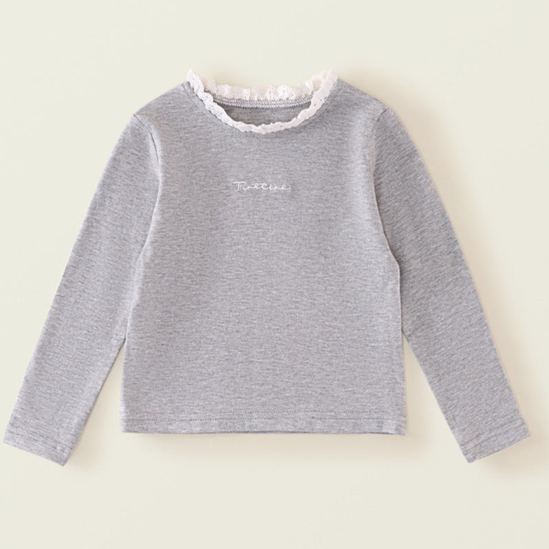 【90-140】首元レースロングTシャツ
