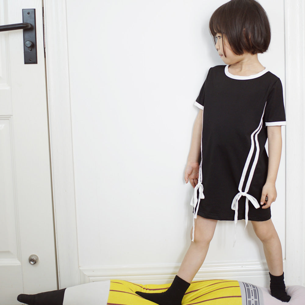 【90-140】サイドラインデザインTシャツワンピース