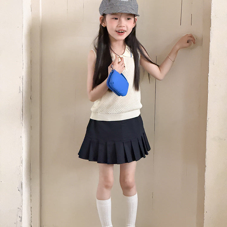 【100-150】プリーツヘムスカートパンツ
