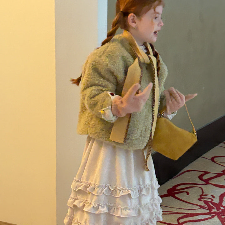 【90-140】ボタンデザインボアショートコート