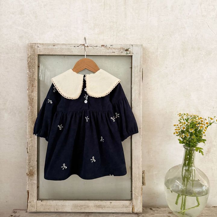 【73-120】リボンデザイン長袖ワンピース