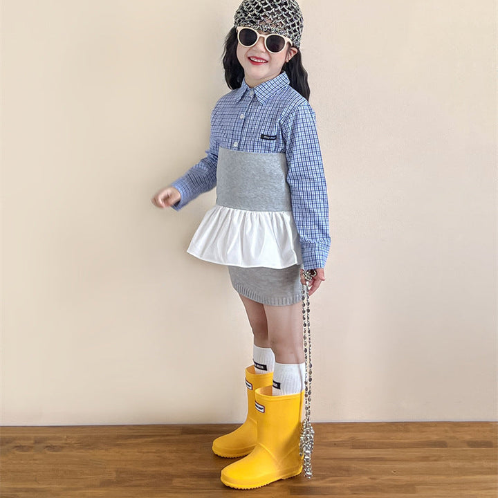 【90-140】シンプルチェック柄シャツ