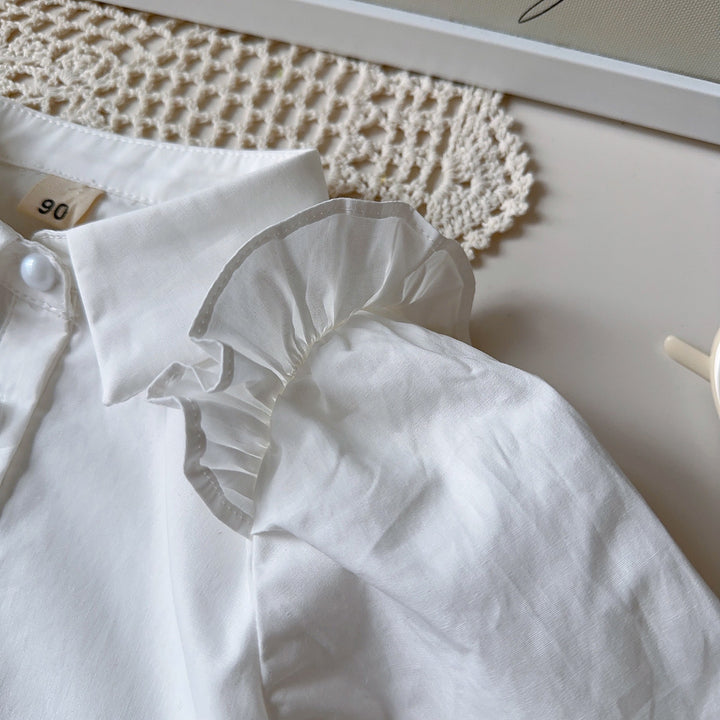 【90-140】肩フリルブラウス×ベスト×プリーツスカートセット