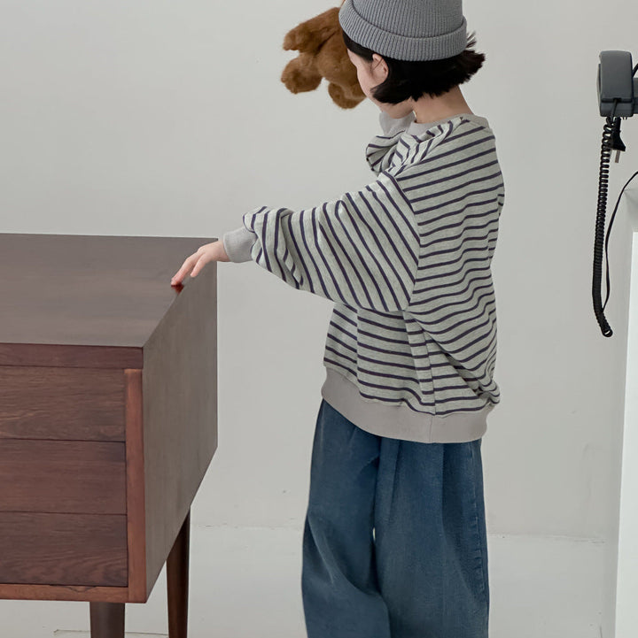 【90-150】ボーダー柄カジュアルトップス