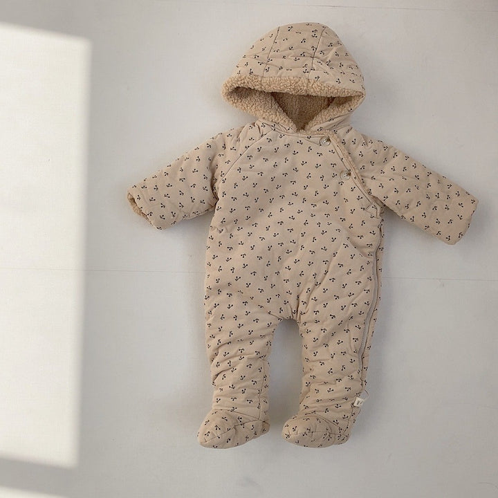 【73-90】パターンプリントフーディーロンパース