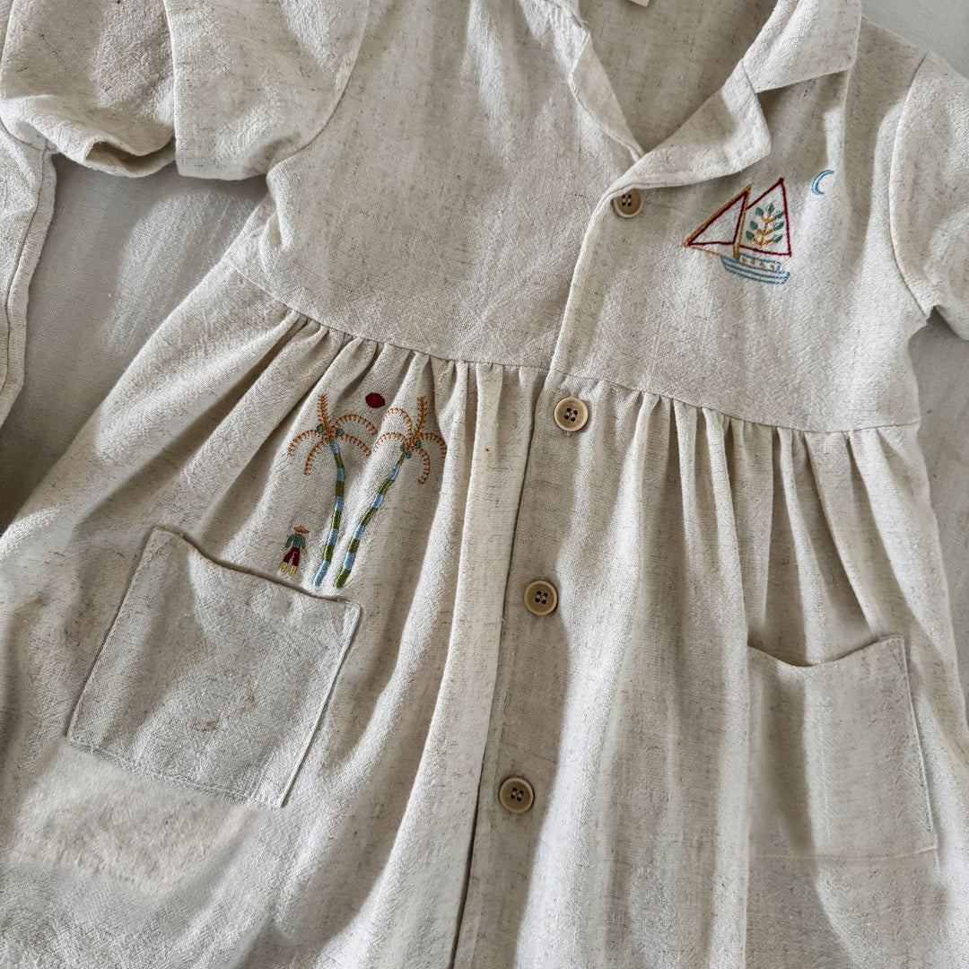 【80-150】ナチュラル半袖ワンピース