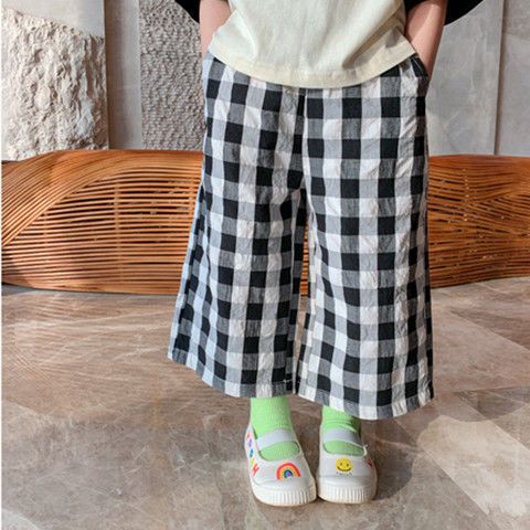 【90-130】ギンガムチェックロングパンツ