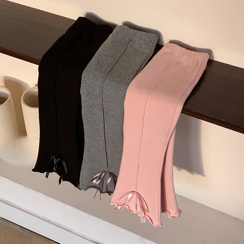 【90-150】裾リボンメロウフレアパンツ