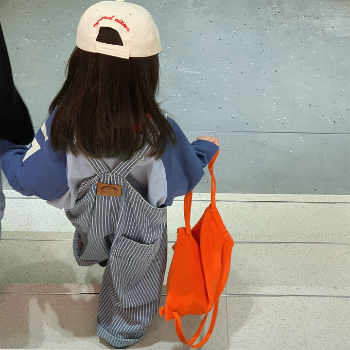 【80-130】フロントポケット総柄サロペットパンツ