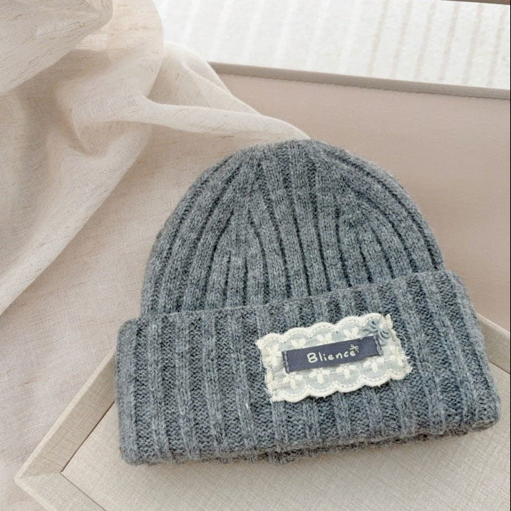 【48-52cm】レースワンポイントニット帽