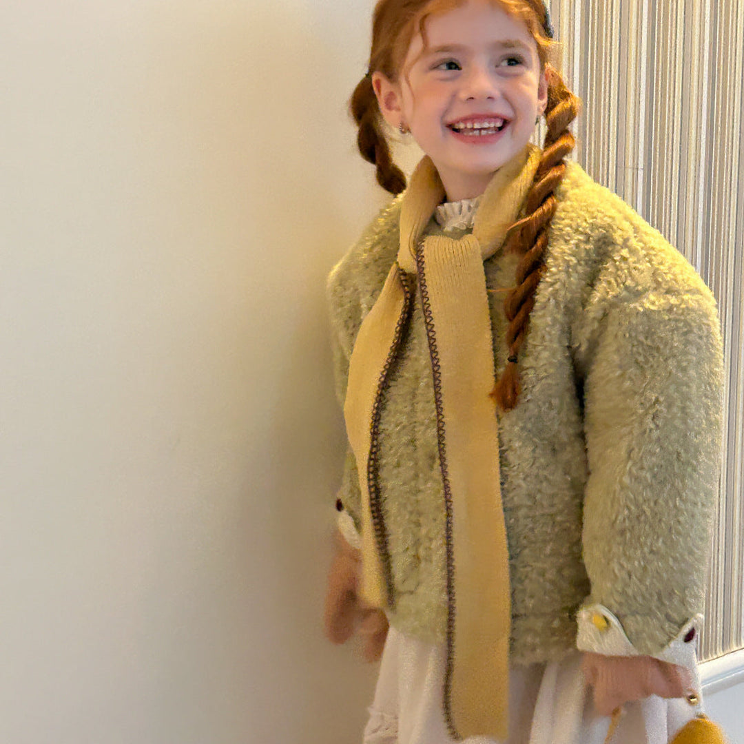 【90-140】ボタンデザインボアショートコート