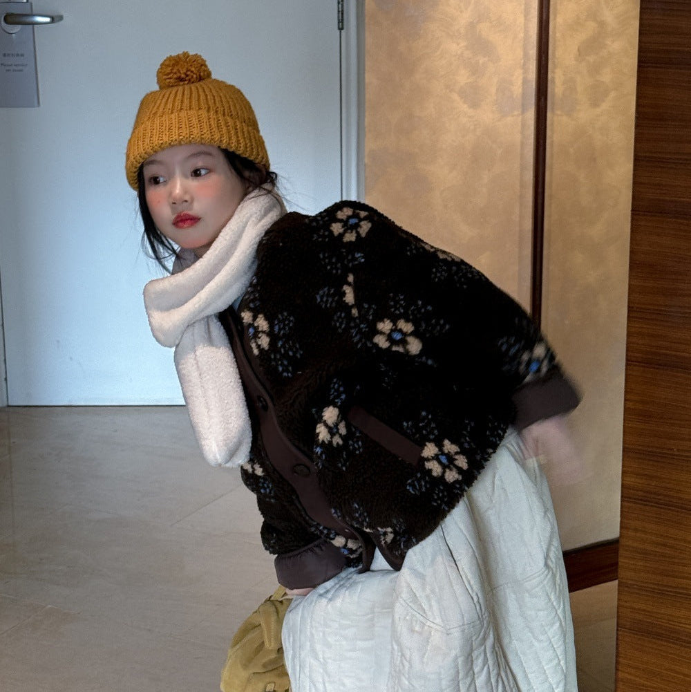 【100-150】花柄ボアジャケット