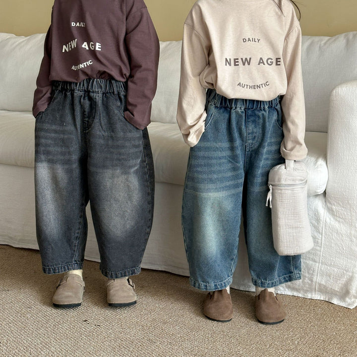 【80-150】バックポケットロゴデニムパンツ
