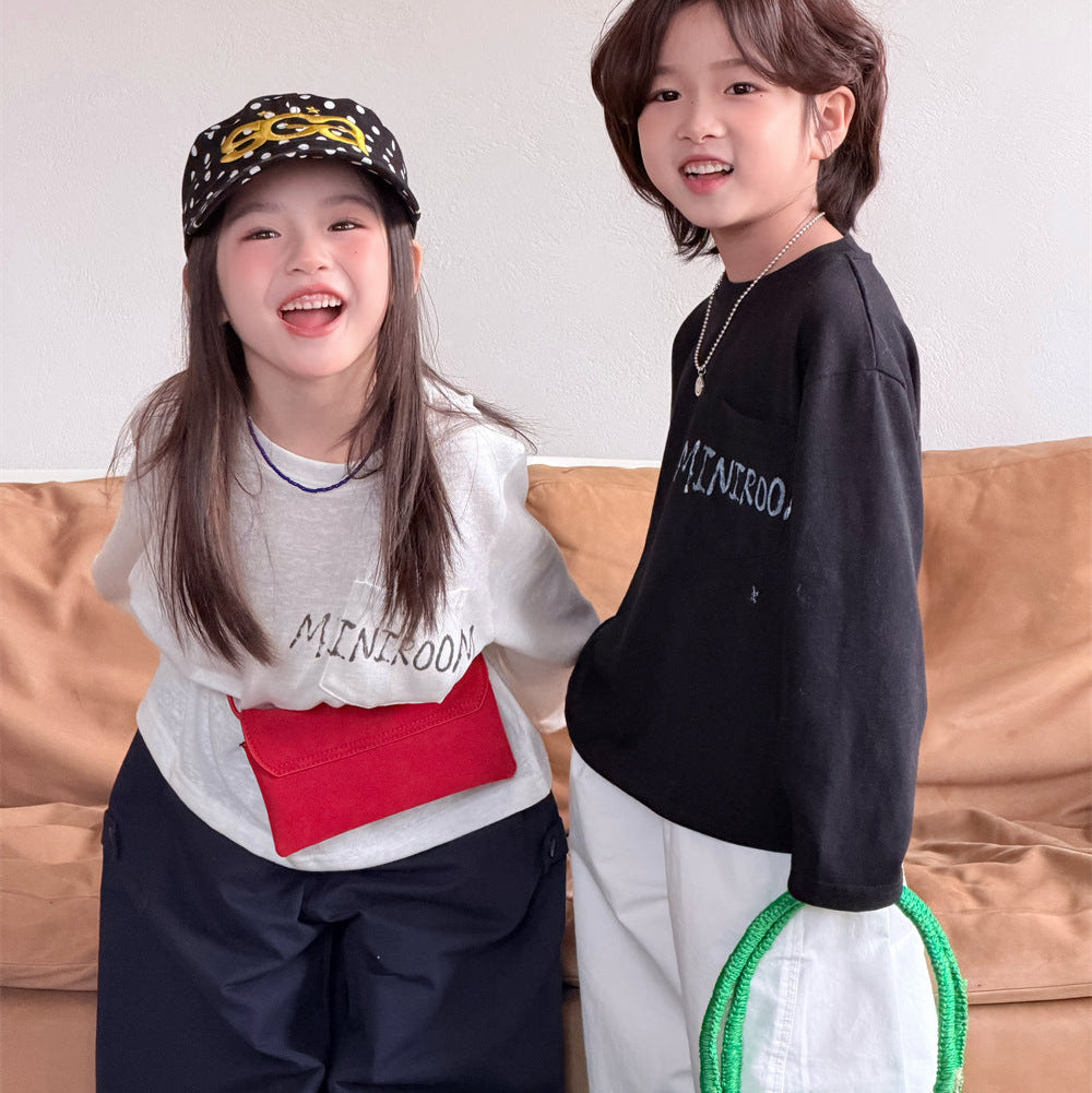 【90-150】英字デザインカジュアルロンT