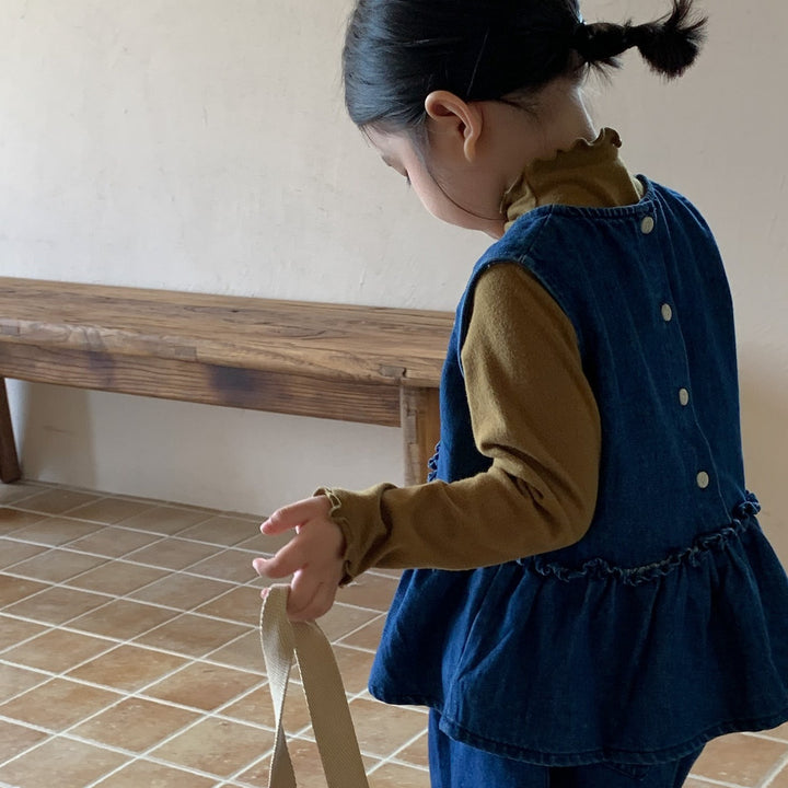 【baby＆kids】フラワー刺繍デニムセットアップ