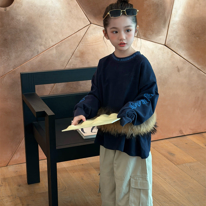 【90-150】レタープリントデザインロンT