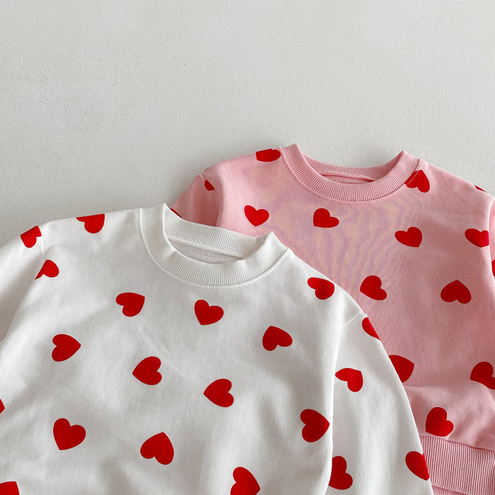 【80-130】ハート柄スウェットセットアップ