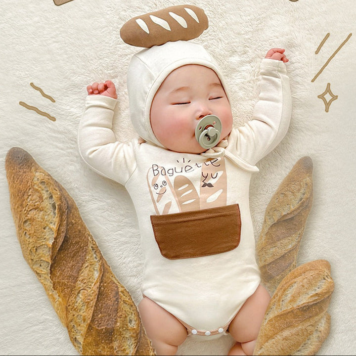 【73-90】帽子付きbreadロンパース