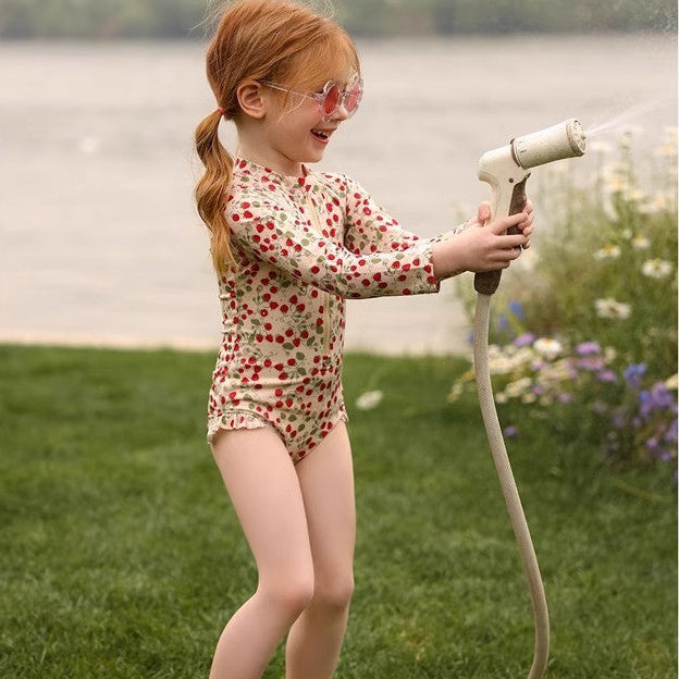 【90-150】フロントジップ総柄スイムウェア