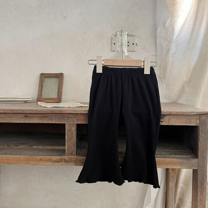 【73-120】シンプルリブフレアパンツ