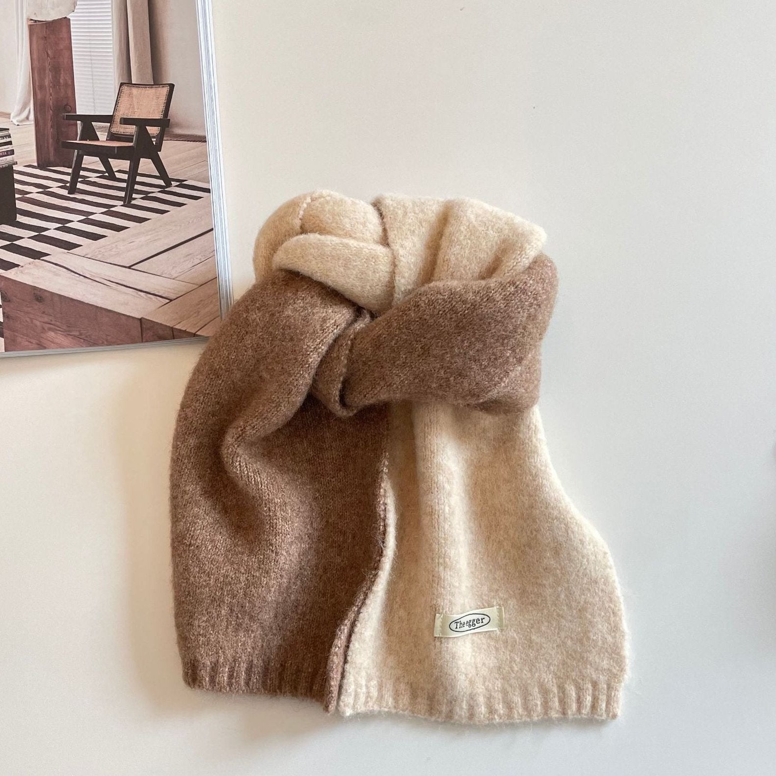 バイカラーニットマフラー｜ELMO-こども服エルモ- – こども服ELMO