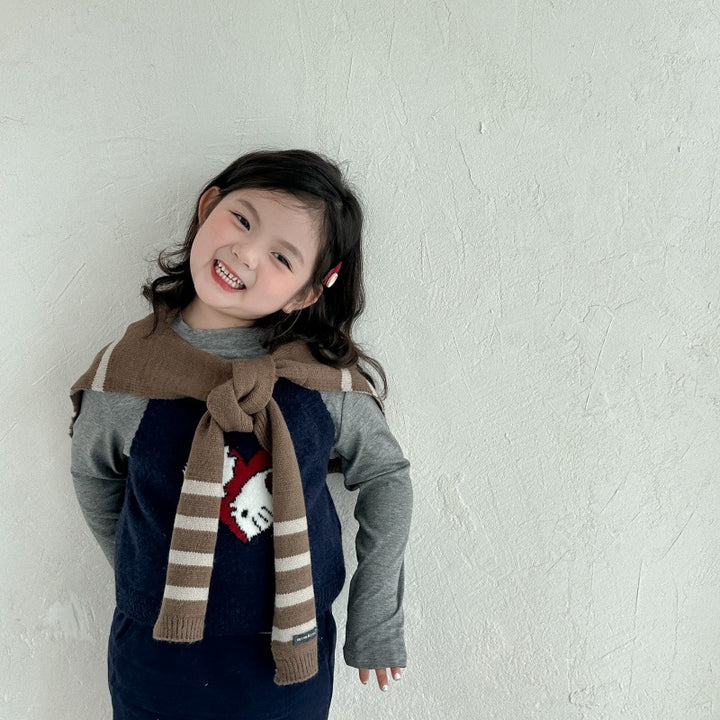 【2Y-10Y】ボーダー柄ニットショール