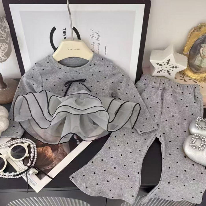 【90-140】チュールヘムドット柄セットアップ