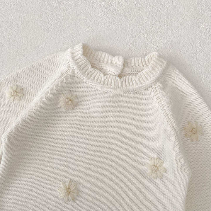 【73-90】花柄長袖ニットロンパース