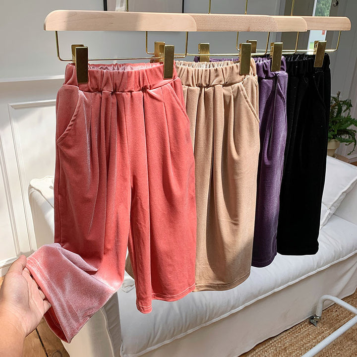 【90-150】ロングワイドベロアパンツ