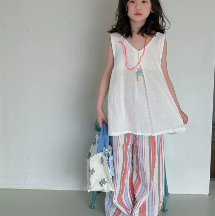 【90-150】カラフルストライプロングパンツ