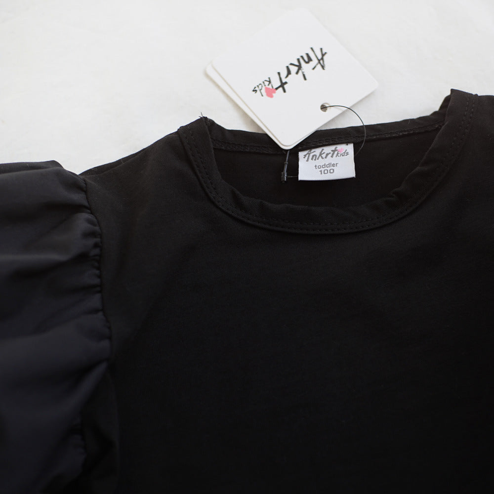 【90-140】パフスリーブ半袖Tシャツ
