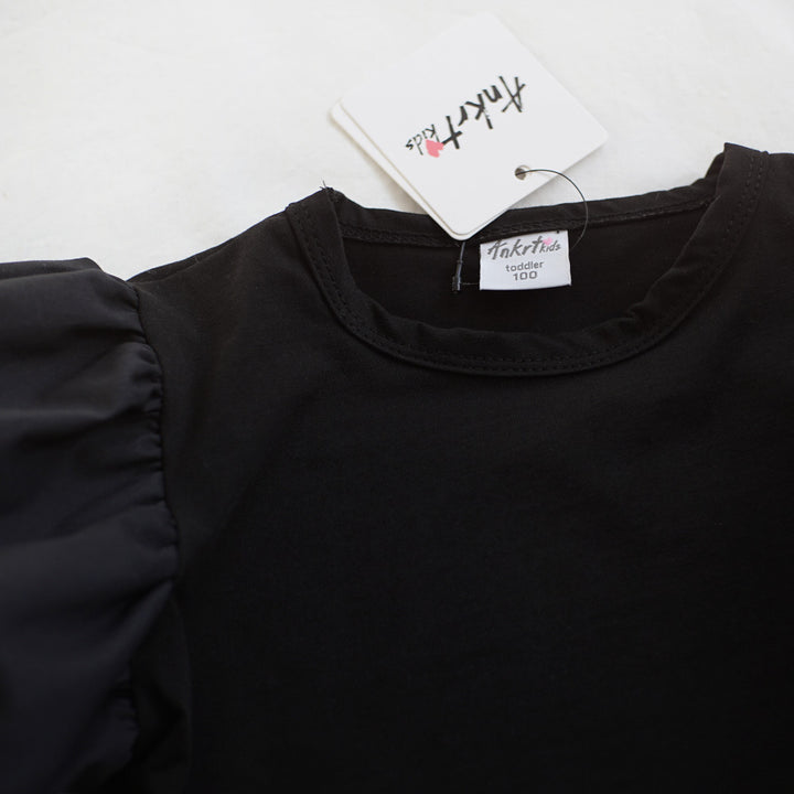 【90-140】パフスリーブ半袖Tシャツ