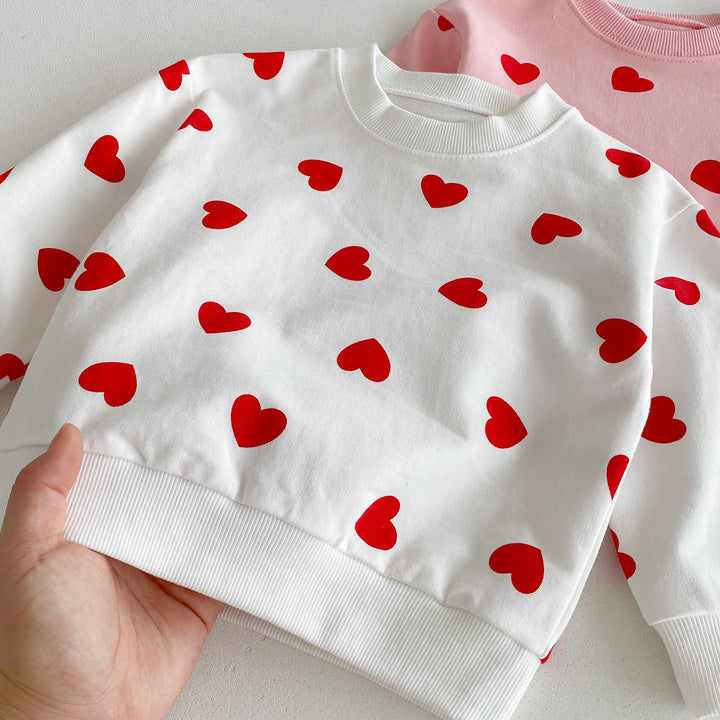 【80-130】ハート柄スウェットセットアップ
