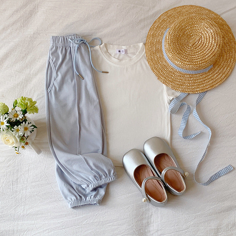 【90-150】ウエストリボンジョガーパンツ