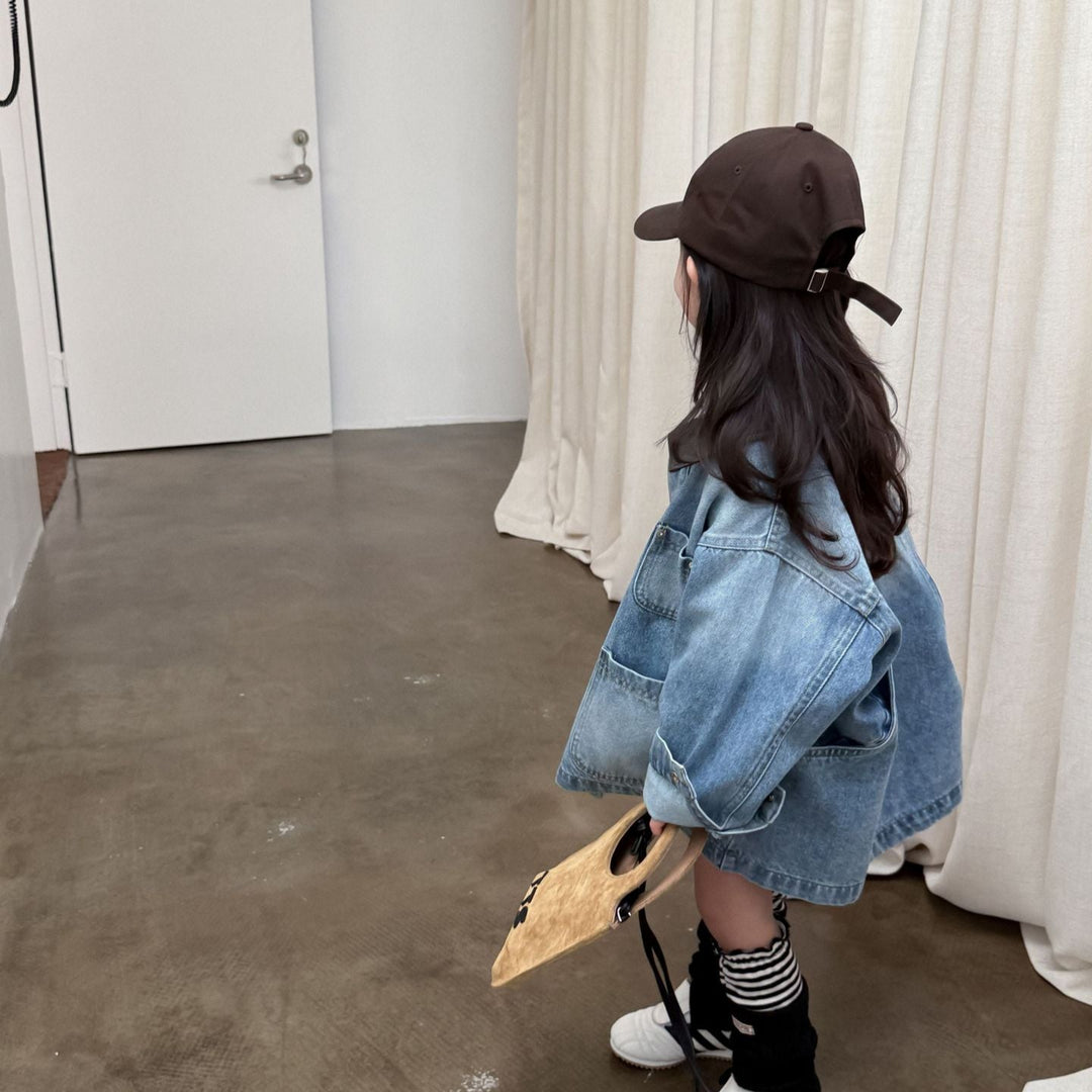 【90-140】ポケットデザインミドルデニムジャケット