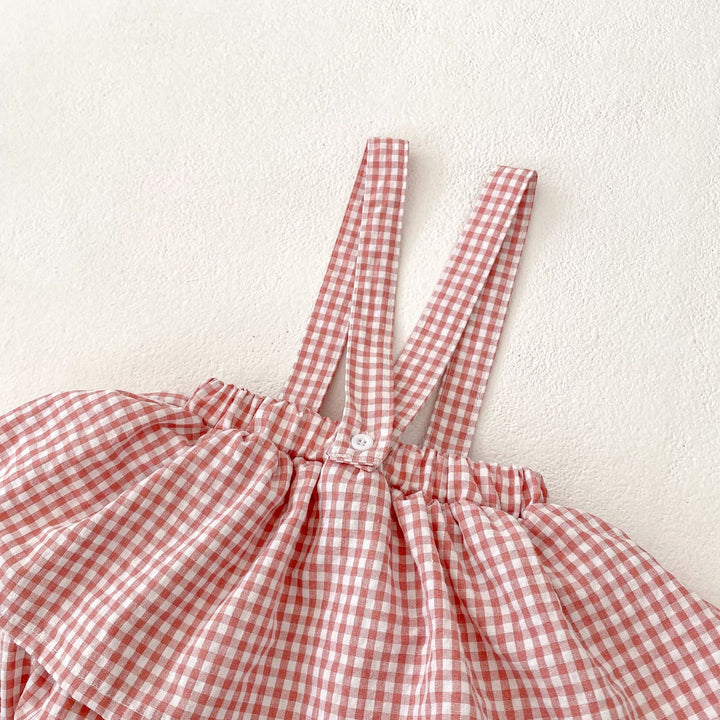 【73-110】チェック＆レースサスペンダーブルマ