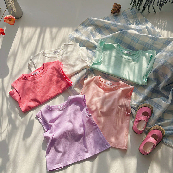 【90-140】バックオープンノースリーブTシャツ