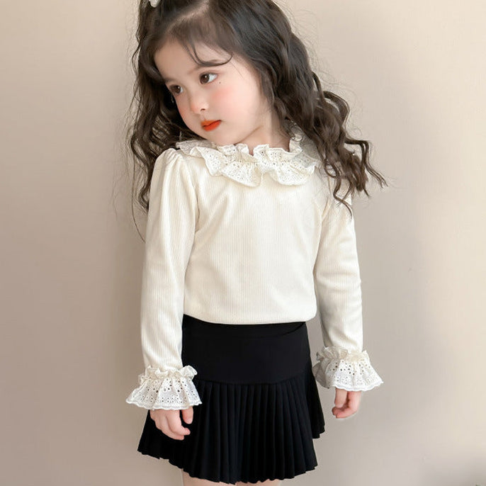 【90-140】レースフリル長袖プルオーバー