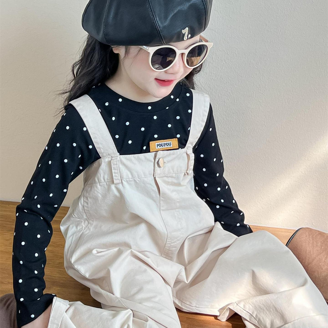 【90-140】ドット柄長袖トップス