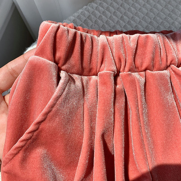 【90-150】ロングワイドベロアパンツ