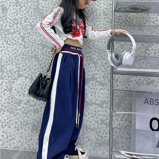 【110-150】ウエストデザインロングパンツ