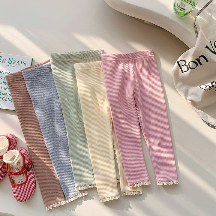 【80-140】裾レースレギンスパンツ